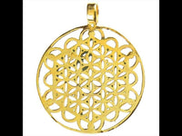 Load image into Gallery viewer, Messing Brass Anhänger Blume des Lebens antik gold silber Kette flower of life
