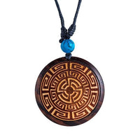 Load image into Gallery viewer, Holz KetteTürkis verstellbar Baumwolle rund Raute
