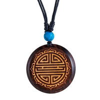 Load image into Gallery viewer, Holz KetteTürkis verstellbar Baumwolle rund Raute
