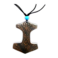 Load image into Gallery viewer, HolzketteTürkis verstellbar Baumwolle Kette Holz Spirale Thors Hammer Anker
