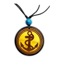 Load image into Gallery viewer, HolzketteTürkis verstellbar Baumwolle Kette Holz Spirale Thors Hammer Anker
