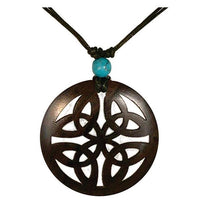 Load image into Gallery viewer, Holzkette Türkis verstellbar Baumwolle Anhänger filigran
