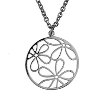 Load image into Gallery viewer, Brass Kette 62 cm Anhänger filigran Blumen 20 mm Karabiner nickelfrei silber
