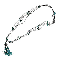 Load image into Gallery viewer, Halskette schwarz türkis Stein Perlen Kette mehrlagig 39cm
