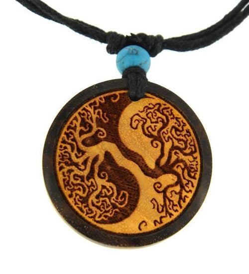 Holz KetteTürkis verstellbar Baumwolle rund Raute