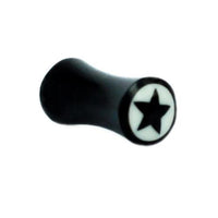 Cargar imagen en el visor de la galería, Horn Plug schwarz Bone Inlay Stern Kreis Organic Expander Tribal Piercing Ohrstecker Tunnel
