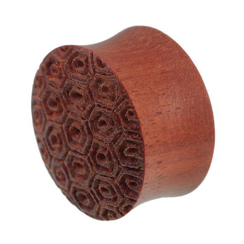 Holz Plug Blutholz Doppel Waben Tribal Tunnel handgeschnitzt Expander Piercing Schmuck