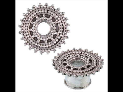 Silbertunnel Punkte Afghan Style 925 Sterling Silber Tunnel Plug Organic Expander