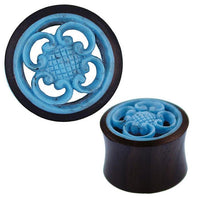 Load image into Gallery viewer, Holz Tunnel Sonoholz Resin Türkis Inlay Spiralbögen Blume
