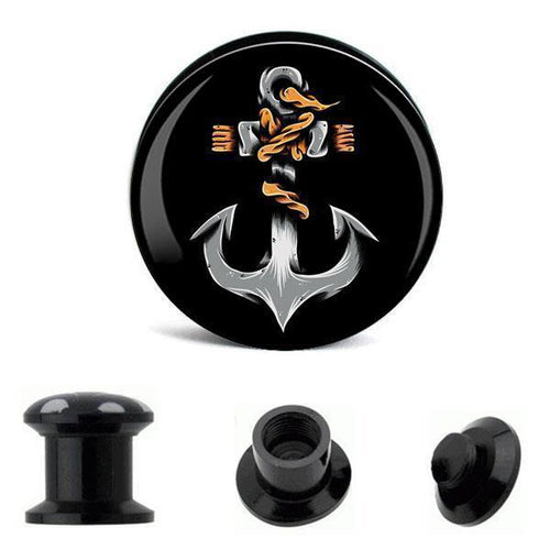 Screw Plug Acrylic Anchor Rope Bar Black Tunnel Expander Piercing Ear Jewelry