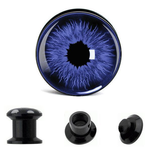 Screw Plug Acrylic Eye Blue Pupil Tunnel Expander Piercing Ear Jewelry