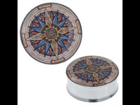 Cargar imagen en el visor de la galería, Plug Tunnel Stern Sonne Muster Edelstahl Acryl Expander Piercing Chirurgenstahl
