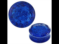 Load image into Gallery viewer, Plug blau Glitzer Streifen Acryl transparent Tunnel Expander Piercing Ohrschmuck
