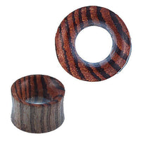 Load image into Gallery viewer, Holz Tunnel Zebraholz konkav gestreift geschnitzt Plug Tribal Expander Ohrplug
