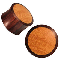 Load image into Gallery viewer, Dunkelbrauner Holz Tribal mit hellem Inlay Expander Tunnel Plug
