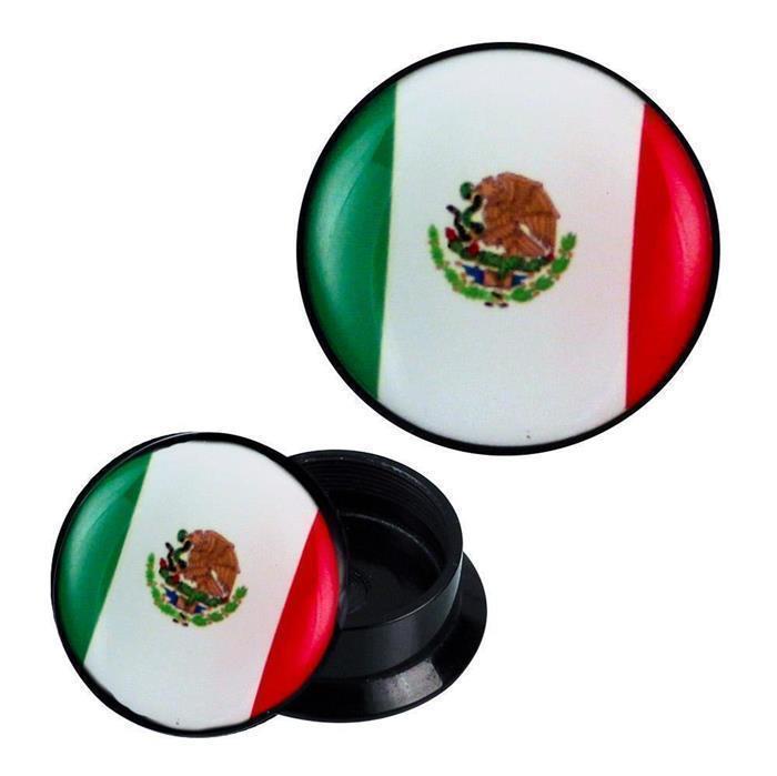 Schraub Plug Acryl Flagge Mexiko rot grün Expander Piercing Ohrschmuck