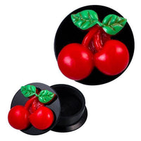Load image into Gallery viewer, Schraub Plug Acryl Kirschen Blättchen plastisch Piercing Ohrschmuck
