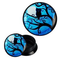 Load image into Gallery viewer, Schraub Plug Acryl Uhu Baum Mondlicht blau Piercing Ohrschmuck
