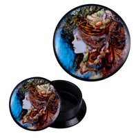 Load image into Gallery viewer, Schraub Plug Acryl Frauenkopf Frisur Perlen Muscheln Zweige Piercing Ohrschmuck
