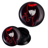Load image into Gallery viewer, Schraub Plug Acryl Mädchen rote Haare Piercing Ohrschmuck
