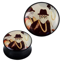 Load image into Gallery viewer, Plug Acryl Katzen Rapper Goldketten schwarz Piercing Ohrschmuck
