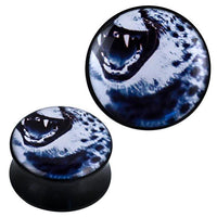 Load image into Gallery viewer, Plug Acryl Maul weißer Jaguar Fauchen Piercing Ohrschmuck
