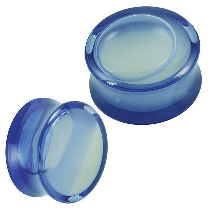 Plug Acryl transparent blau Flüssigkeit gefüllt Sand gelb Piercing Ohrschmuck