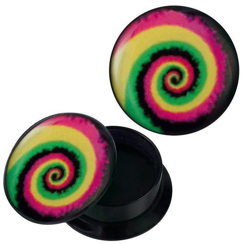 Schraub Plug Acryl schwarz pink gelb grün Spirale Piercing Ohrschmuck