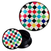 Load image into Gallery viewer, Schraub Plug Acryl buntes Schachbrett Piercing Ohrschmuck
