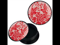 Load image into Gallery viewer, Schraub Plug Acryl rot Vögel Rosen hell Piercing Ohrschmuck
