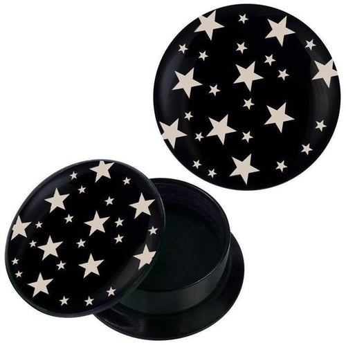 Schraub Plug Acryl Sternchen schwarz weiß Piercing Ohrschmuck