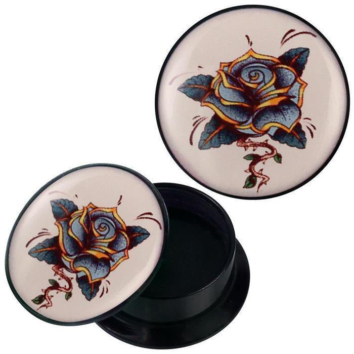 Schraub Plug Acryl Rose blau golden grün Stil spiralig Piercing Ohrschmuck