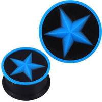 Cargar imagen en el visor de la galería, Silikon Plug weich schwarz blau Stern hoch Rand Piercing Ohrschmuck
