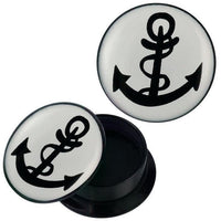Load image into Gallery viewer, Schraub Plug Acryl Anker gebogen Seil weiß schwarz Piercing Ohrschmuck
