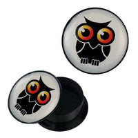 Load image into Gallery viewer, Schraub Plug Acryl Eule große orange Augen Piercing Ohrschmuck
