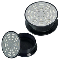 Load image into Gallery viewer, Schraub Plug Acryl Edelstahl silbern Spinnennetz weiß schwarz Piercing
