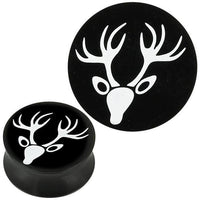 Load image into Gallery viewer, Plug Acryl weißer Hirsch Geweih schwarz Piercing Ohrschmuck

