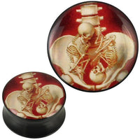 Cargar imagen en el visor de la galería, Plug Acryl Skelette schwanger Bauch Zwillinge schwarz Piercing Ohrschmuck
