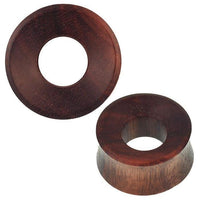 Cargar imagen en el visor de la galería, Holz Tunnel breit dunkelbraun braun gemasert konkav Tribal Piercing
