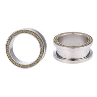 Load image into Gallery viewer, Tunnel Schraubplug Edelstahl silber gold Glitzer Rand
