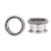 Load image into Gallery viewer, Edelstahl Tunnel Plug Schraubplug kegelförmig Spitze Nieten Stacheln Punk silber
