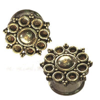 Cargar imagen en el visor de la galería, Brass Tunnel Plug Kreise Punkteränder antik golden Messing Expander Schmuck

