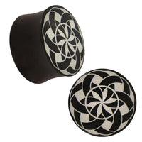 Load image into Gallery viewer, Plug Horn weiße Gravur schwarz Sternmuster Bänder Blende
