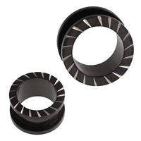 Load image into Gallery viewer, Edelstahl Tunnel schwarz diagonal Silberstreifen Schraubtunnel Rand
