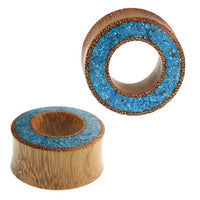 Load image into Gallery viewer, Tunnel Camal Holz Rim breit crushed Türkis double flared Handarbeit
