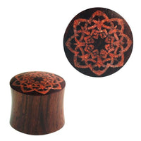 Load image into Gallery viewer, Plug Sonoholz Sternblume rot crushed Steininlay double flared Handarbeit
