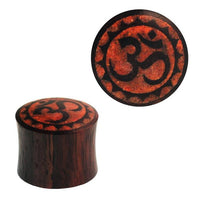 Load image into Gallery viewer, Plug Sonoholz Zacken OM rot crushed Steininlay double flared Handarbeit
