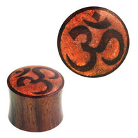 Load image into Gallery viewer, Plug Sonoholz Om schwarz rot crushed Steininlay double flared Handarbeit
