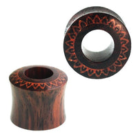 Load image into Gallery viewer, Tunnel Sonoholz Blumenrand rot crushed Steininlay double flared Handarbeit
