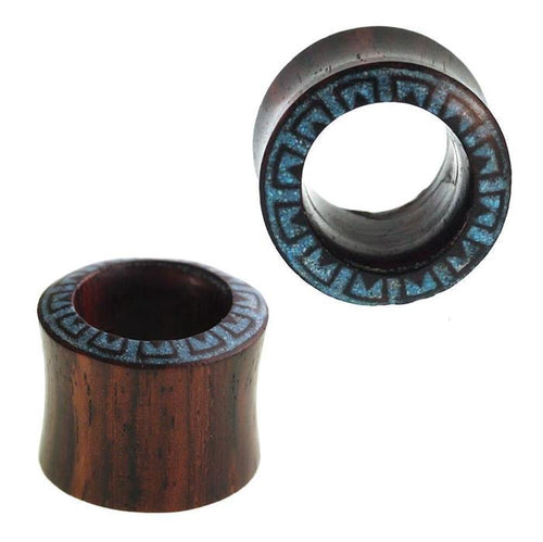 Tunnel Sonoholz square flower crushed turquoise double flared handmade